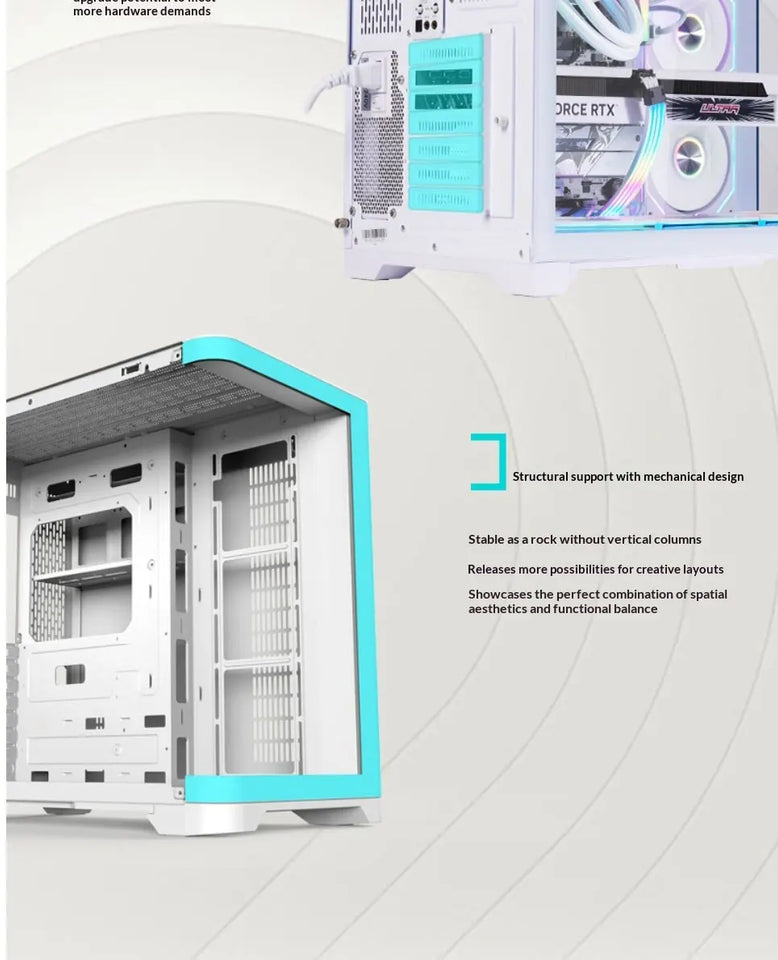 WJCOOLMAN Sky Ceiling PLUS ATX curved glass sea-view room computer case Supports 360-degree water cooling