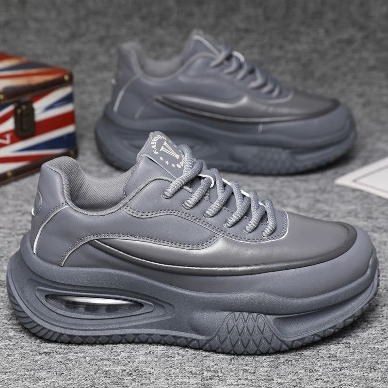 Chunky Sneaker Plus Size 45 46 47 48 Men Designer Sport Shoes Fashion Casual Leather Fabric Height Increased Flat Platform Shoes