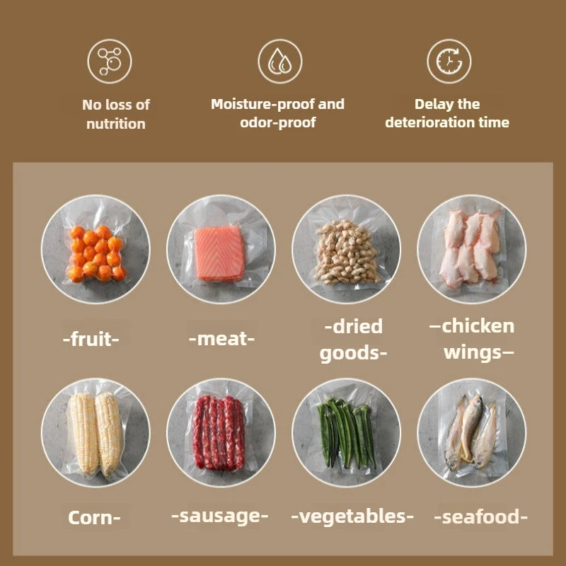 Kitchen Gadgets Food Vacuum Sealer Home Sealing Machine Food Storage Plastic Bags Sealer Portable Food Preservation Machine