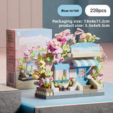 Coffee Ice Cream Flower Shop Store Street View Food House Building Blocks Kit Girls Bricks Model Kids Toy Mini Assembly Bricks