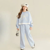 Top & Pants 2-Piece Set Sweatshirt Bow Korean Children's Clothing 2025 Autumn Winter Suits Clothes for Girls From 7 To 8 Years