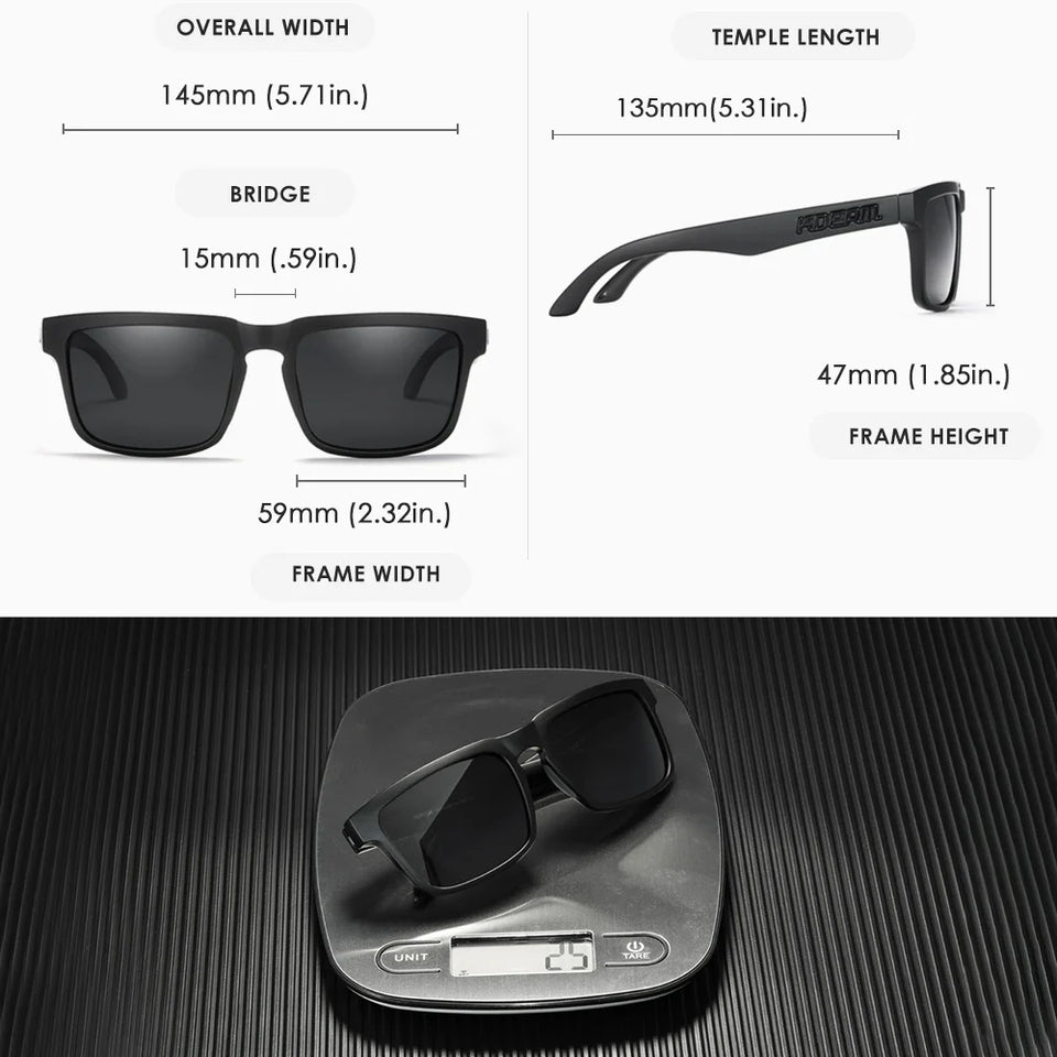KDEAM New Arrivals Fashion Square Polarized Sunglasses For Men And Women Fishing Sun Glasses Colorful Lens With Hard Case