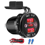 12V/24V Triple USB C Car Charger Socket USB Outlets PD & 18W QC3.0 Aluminum Metal Car Socket Adapter with Touch Switch