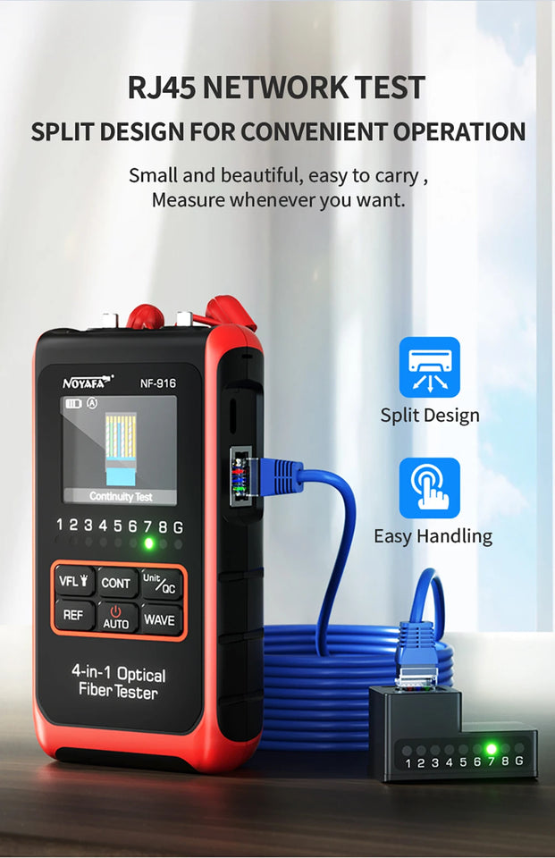 NOYAFA NF-916 4 In 1 Optical Fiber Tester Optical Power Meter VFL REF FC SC ST Visual Fault Locator LCD Display Network Tools