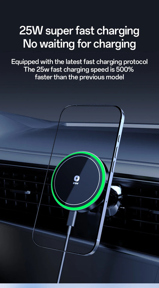Qi2.2 Car Magnetic Wireless Charger Stand  LED Phone Holder  Air-Cooling Fast Charging Station For Magsafe iPhone 17~12 Pro Max
