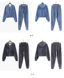 Thickened Gold Velvet Long Sleeved Hooded Sweatshirt with Lace Up Leg Ties Two Elegant Women's Pants Set Tracksuits