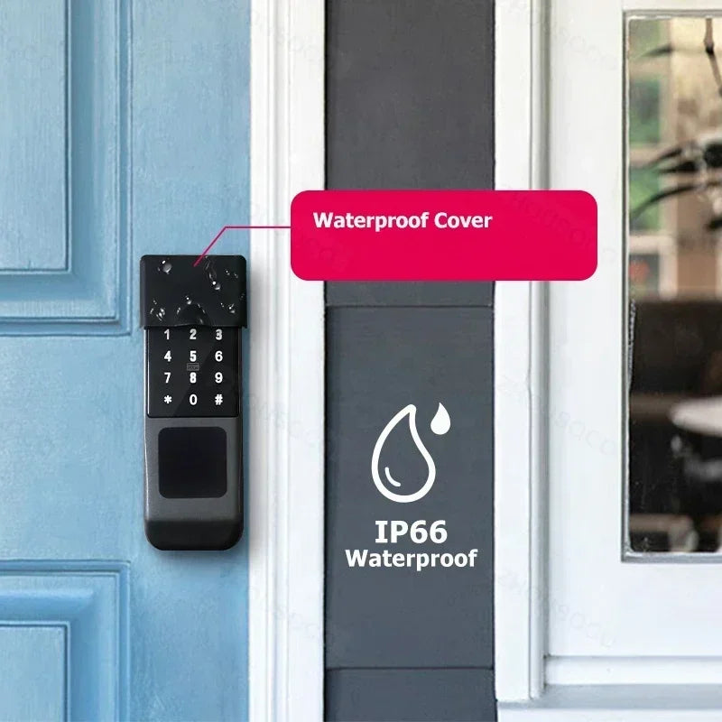 IP66 Waterproof Tuya Wifi Fingerprint Smart Door Lock Outdoor Gate TTLock Bluetooth Password Card Electronic Rim Lock For Home