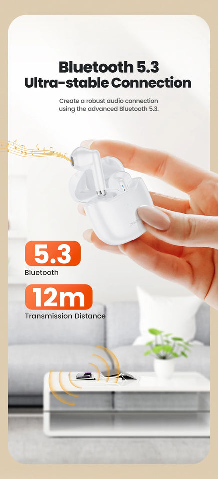 Toocki TWS Wireless Bluetooth Earphones 5.3 IPX4 Waterproof Headset 12M Transmission Distance Long Standby Earbuds Headphones