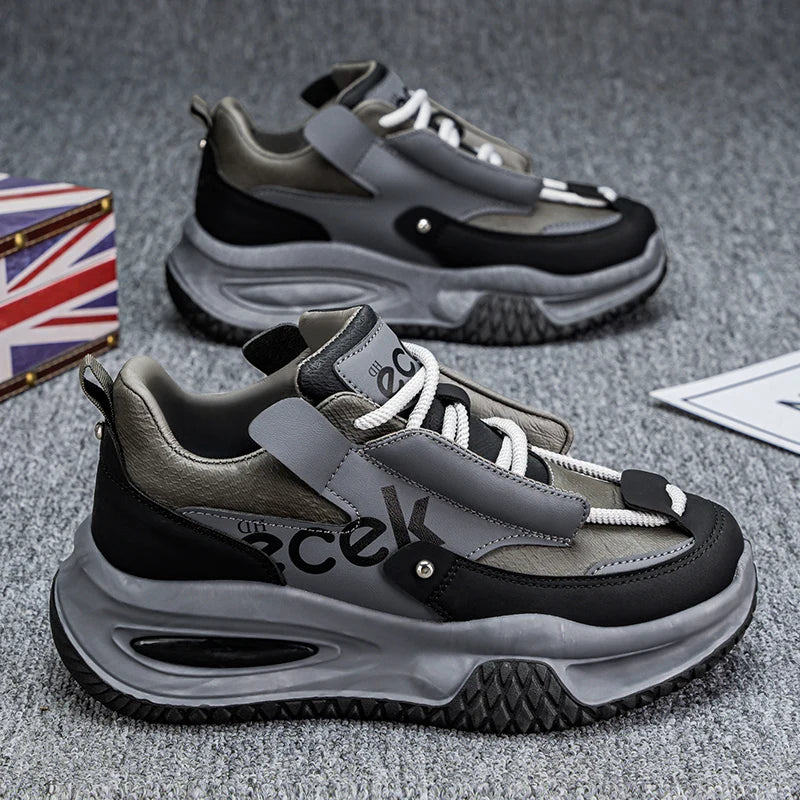 Chunky Sneaker Plus Size 45 46 47 48 Men Designer Sport Shoes Fashion Casual Leather Fabric Height Increased Flat Platform Shoes