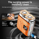 Portable Electric Shaver R-19, 9000 RPM German Motor, Wet & Dry Use, Magnetic Blades, 180 Days Battery Life, LED Display