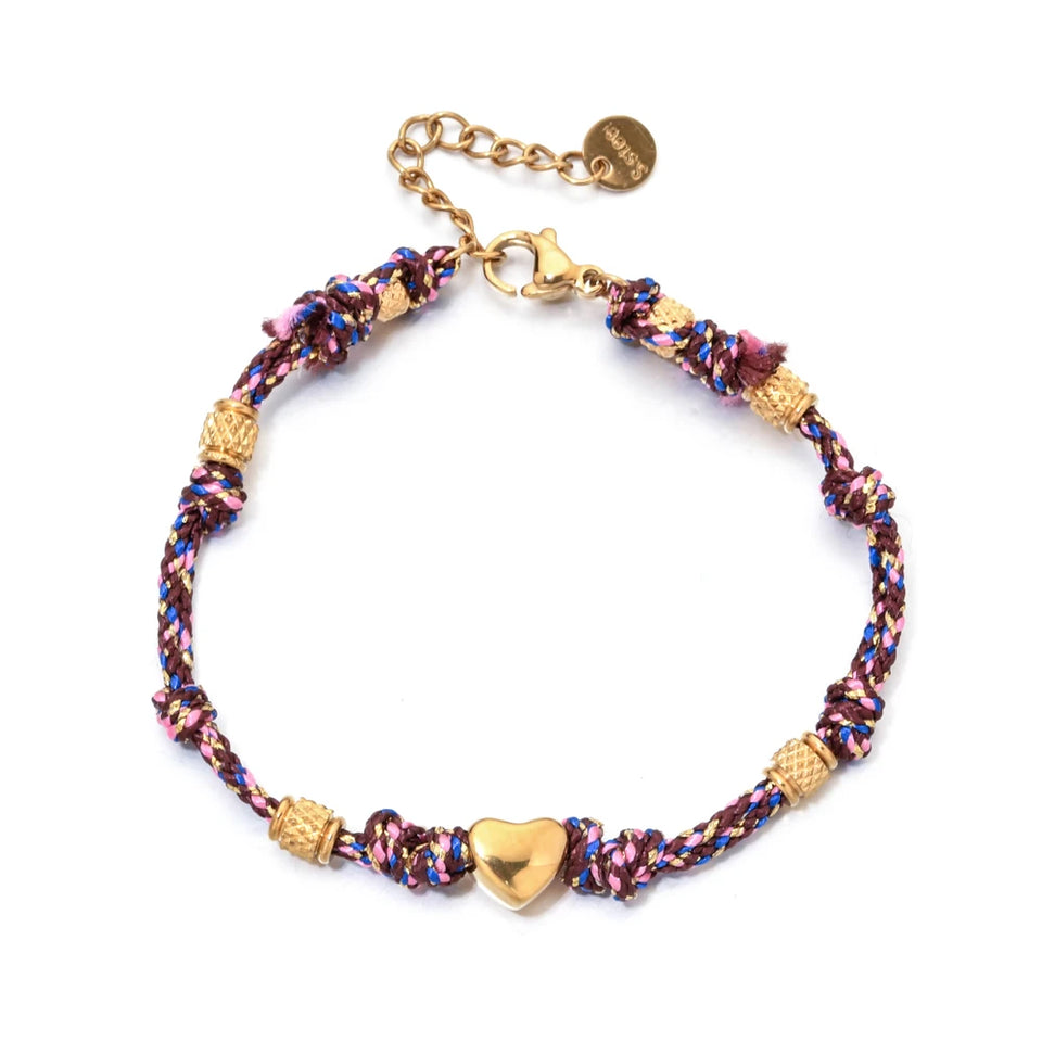 Boho New 2025 Creative Color Rope Heart Beads Bracelet 18K Gold Plated Stainless Steel Fashion Jewelry Accessories
