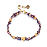 Boho New 2025 Creative Color Rope Heart Beads Bracelet 18K Gold Plated Stainless Steel Fashion Jewelry Accessories