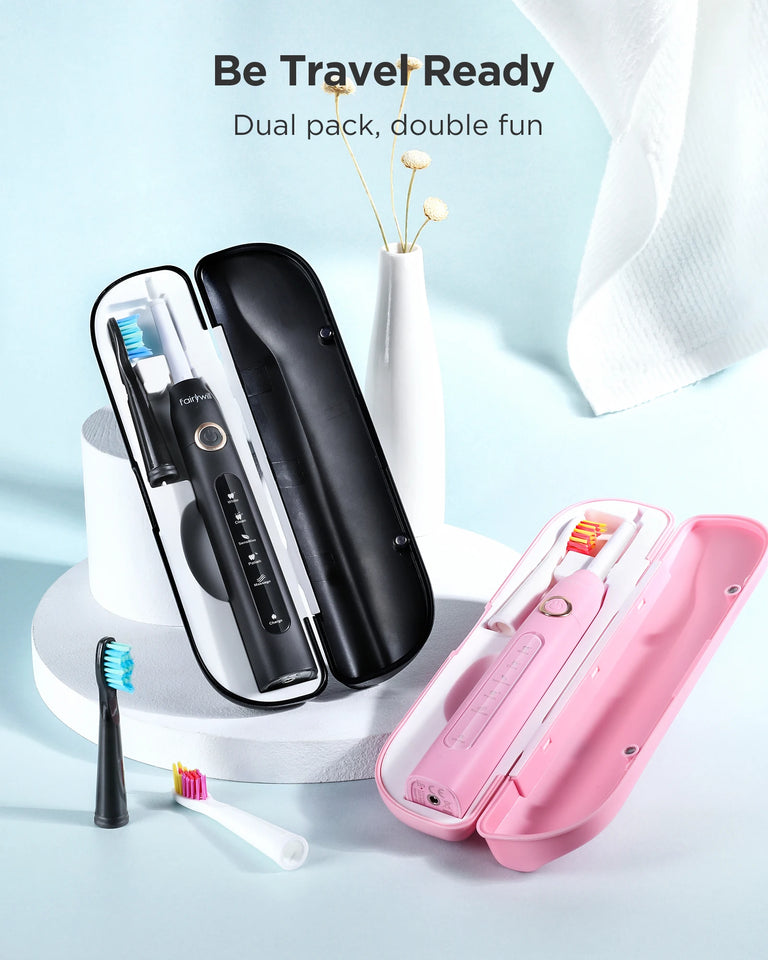 Fairywill Sonic Electric Toothbrush FW-D7 set USB Charge Toothbrushes case for Adult with tooth brush Heads 5 Mode Smart Time