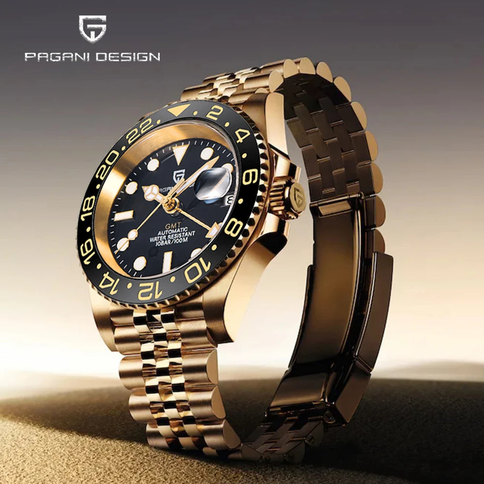 2025 PAGANI DESIGN New PD-1662 V5 Men Mechanical Watches Luxury Ceramic Bezel Automatic Watch 100M Waterproof GMT Watch for Men