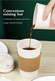 450ML Coffee Cups With Lids Wheat Straw Reusable Portable Coffee Cup Dishwasher Safe Coffee Mug Coffee Tea Travel Cups