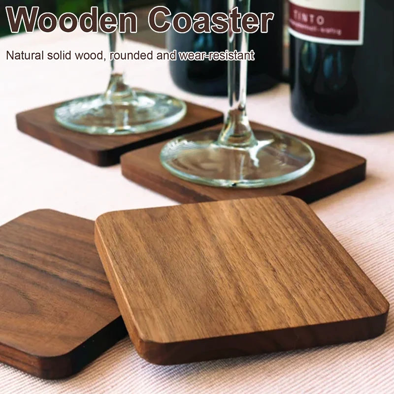 Wood Coasters for Drink Beech Coasters Heat Resistant Round Non-slip Pad Cup Coasters Tea Coffee Cup Pad for Home Table Kitchen