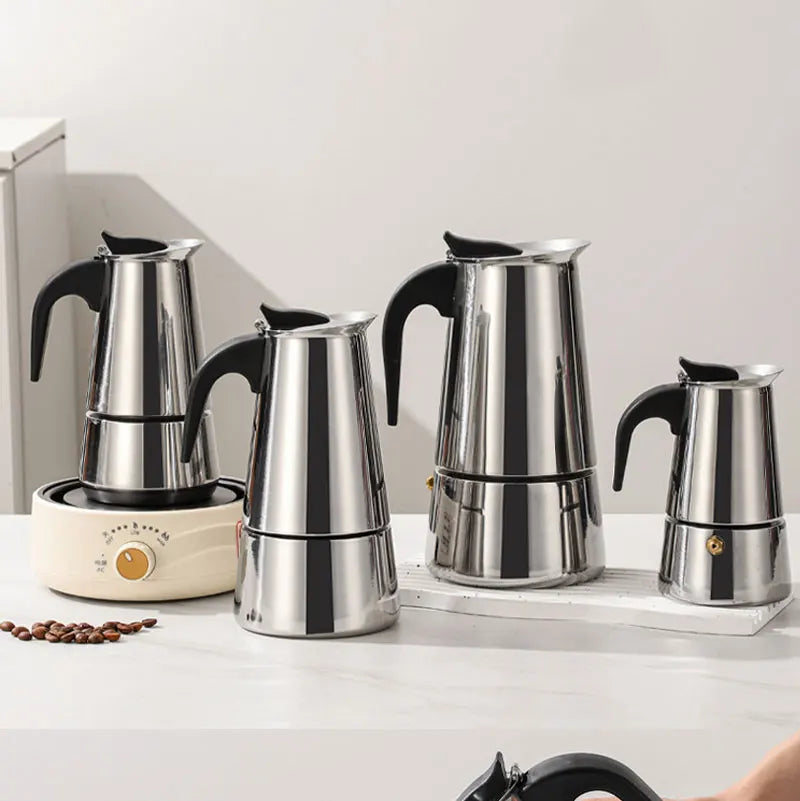 2/4/6/9/12 Cups Coffee Pot Mocha Espresso Latte Stovetop Filter Stainless Steel for Kitchen Moka Coffee Maker Coffee Maker Pot