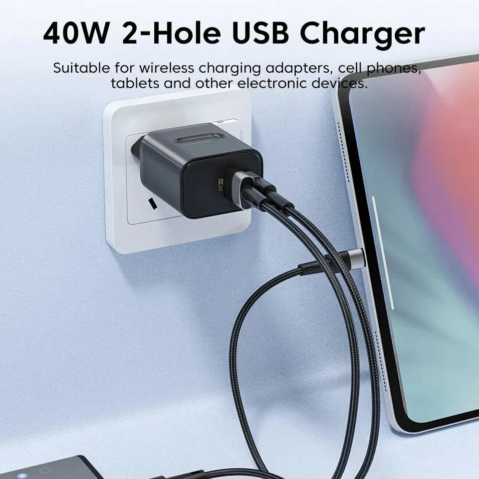 40W USB Type C Charger Dual Port QC4.0 PPS PD 20W Quick Fast Charging Mobile Phone Charger Adapter for iPhone Samsung Xiaomi