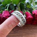 Dropshipping 8mm New Arrivals Men Women Stainless Steel Rotate Chain Ring Stepped Grooved Brushed Festival Fashion Gift Jewelry