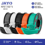 JAYO filaments petg 5Rolls Mixed colors 3D Printer Filament 1.75mm 100% No Bubble FDM 3D Printer Materials DIY Gift 1.1KG/1rolls
