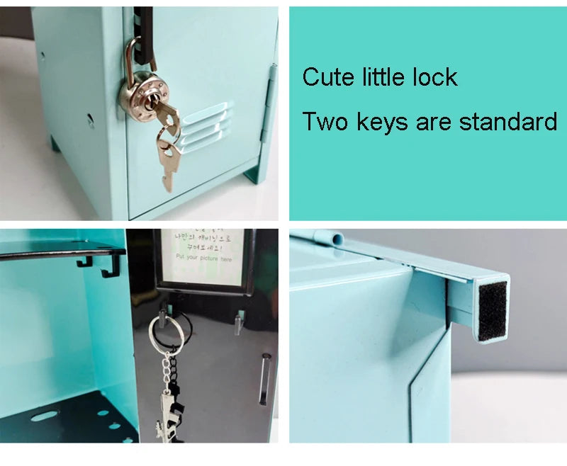 Iron Storage Box Dormitory Storage Cosmetics Paper Money Keys Bank Cards and Other Desktop Small Items Mini Locker Cabinet