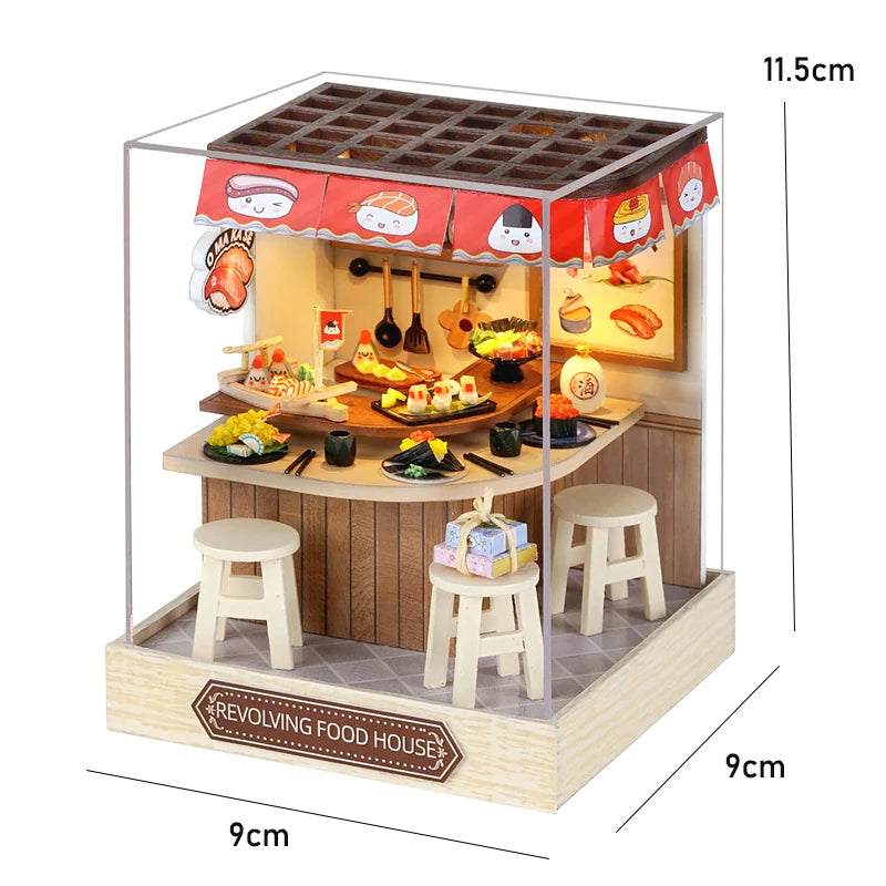 Coffee Shop Wooden Mini Doll House DIY Small House Kit Making And Assembling Room Models Toys For Kid Birthday Gifts Dollhouse