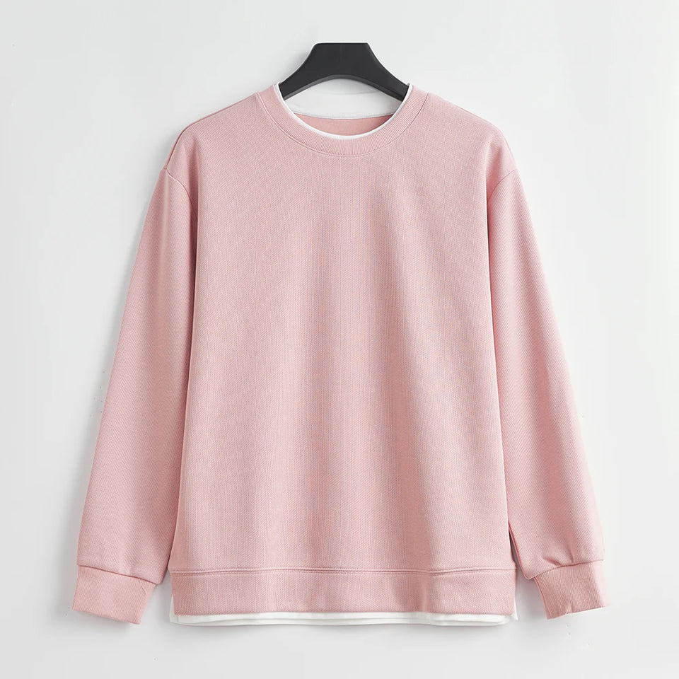 Men's Long Sleeve Casual Hoodie Loose Fit Round Neck White Top For Spring Autumn Versatile Sweatshirt Trendy Brand Men's Wear