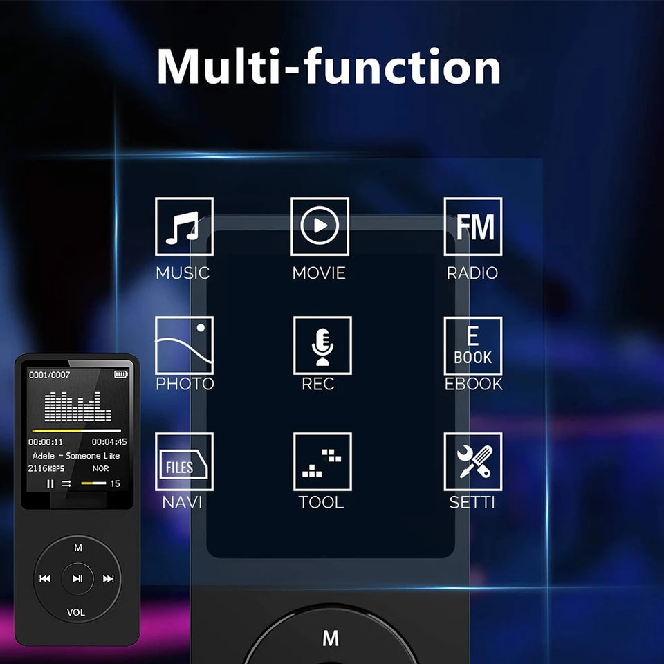 Portable MP4 FM card insertion Bluetooth player MP3 USB Charger Player FM Radio Recorder Lossless Sports Hifi Music Player