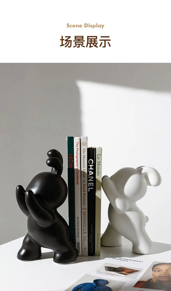 1 pair desk organizer Creative Rabbit Bookend Ceramic Ornament Desktop book holder Cute Gift simple nordic style book organizer