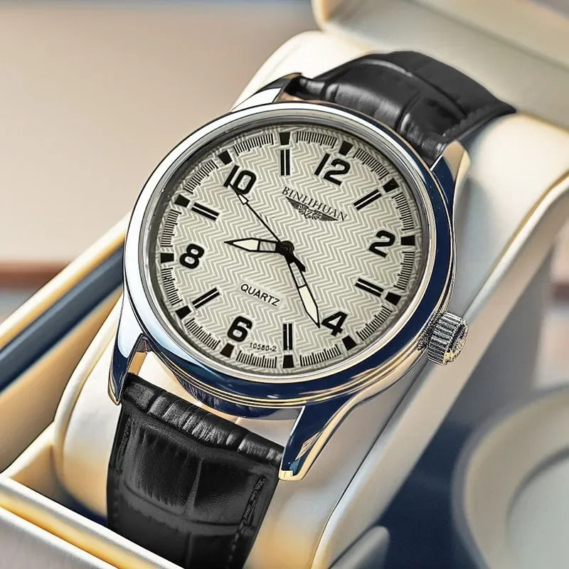 Top Brand Man Wristwatch Luxury Business Waterproof Men Watch For Men Quartz Clock Leather Men's Watches reloj+Box Men's Gift