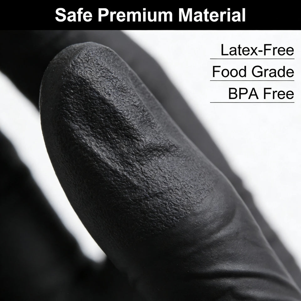100pcs Disposable Black Nitrile Gloves Powder-Free Latex-Free Tear Resistant for Food Handling Kitchen Cooking Cleaning