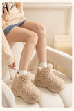 Thickened Plush Fur Warmth Household Snow Boots Cotton Women Slippers Home Boots Simple Solid Color Winter Fluffy Platform Shoes