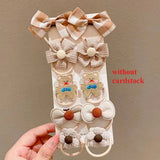 10PCS/Set Milk Coffee Girl Hair Ropes Cute Rabbit Bow Baby Princess Ponytail Rubber Bands Hair Accessory for Girl