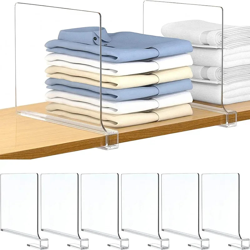 8/4/2pcs Transparent Closet Shelf Dividers – Clear Wardrobe Organizers for Clothing, Books & Storage