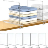 8/4/2pcs Transparent Closet Shelf Dividers – Clear Wardrobe Organizers for Clothing, Books & Storage