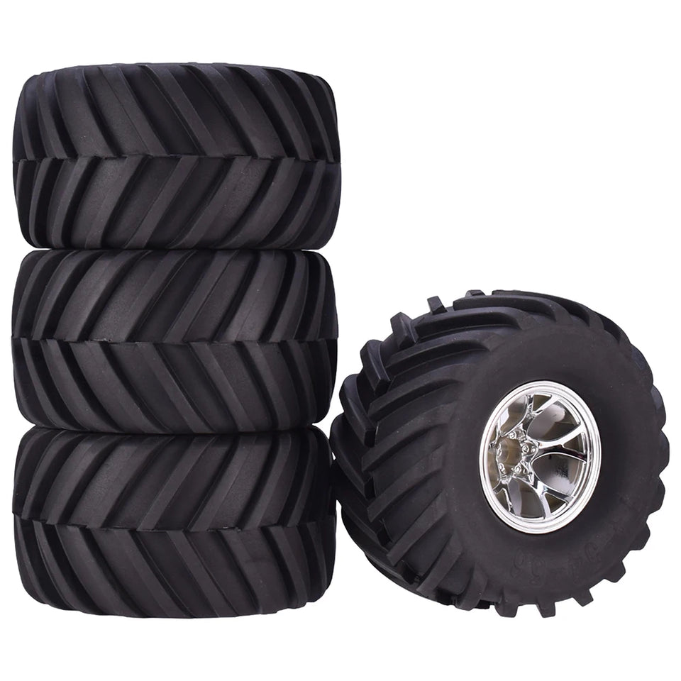 AUSTAR 4PCS AX-3003 135mm Tyre Rubber Tire Wheel Plastic Rim Hub for 1/10 RC HSP HPI Monster Truck Model Spare Parts