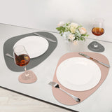 Double Sided Anti Slip PU Pad Table Mat with Coaster Oil-Proof Waterproof Leather Placemat Kitchen Dinner Coffee Tables Mats
