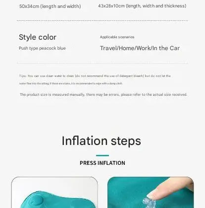 Camping Inflatable Pillow Portable Ultralight Travel Hiking Air Sleeping Pillow for Neck and Lumbar Support