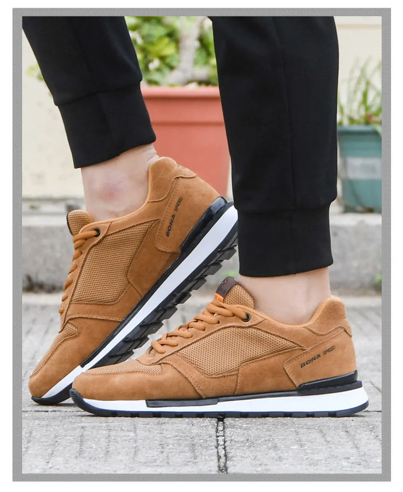BONA 2022 New Designers Suede Casual Shoes Men Sneakers Outdoor Walking Shoes Man Comfortable Shoes Walking Footwear Mansculino