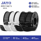 JAYO filaments petg 5Rolls Mixed colors 3D Printer Filament 1.75mm 100% No Bubble FDM 3D Printer Materials DIY Gift 1.1KG/1rolls