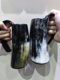 Drinking Horn Mug, 200-700ml Natural Ox Horn Cup & Coffee Stein Cool Unique Gift for Men and Women Home Decor for Beer Kitchen