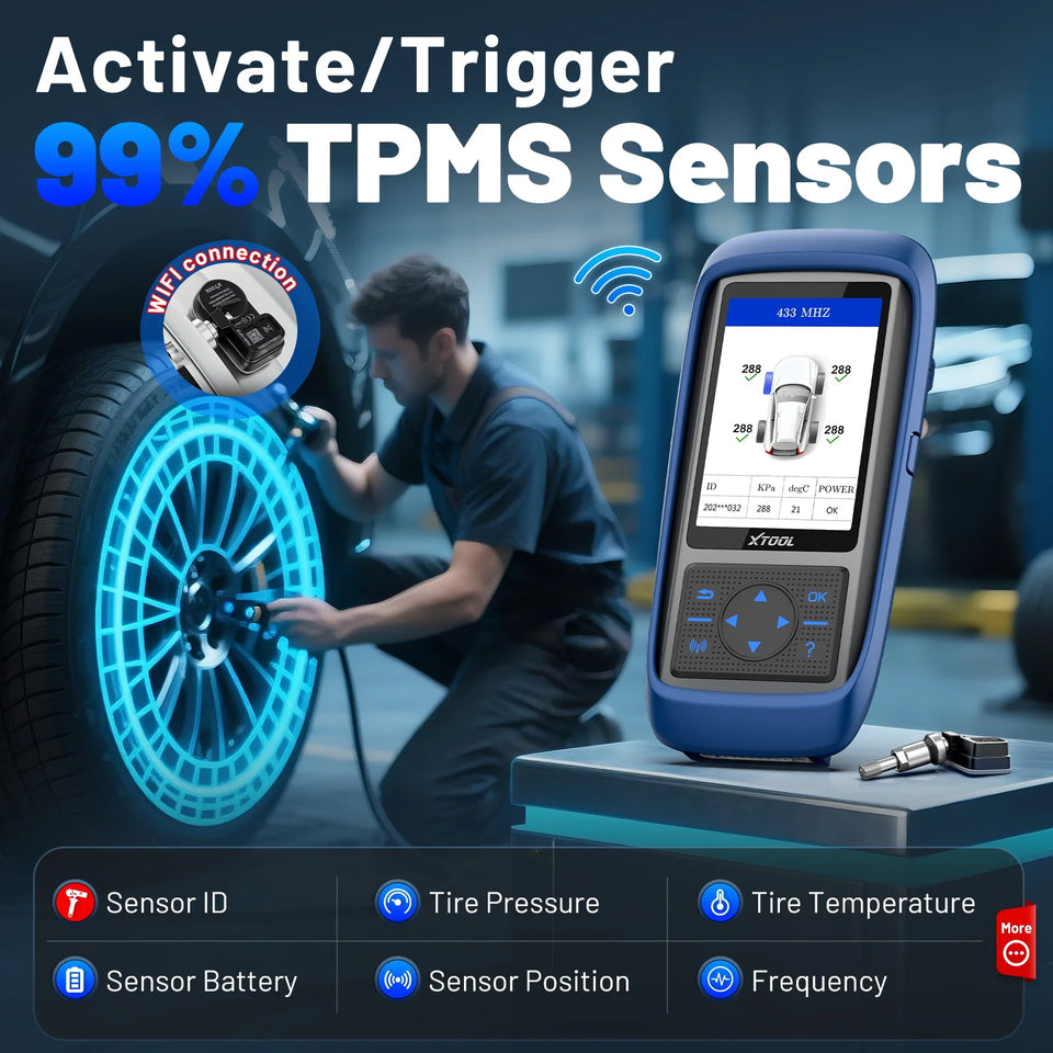 XTOOL TP150 WiFi TPMS Diagnostic Tool Program TS100 Sensor Read/Clear DTCs OBD2 TPMS Activate & Relearn All Sensors Free Update