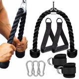 Gym Handles Ankle Straps Tricep Rope Carabiners Set Home Gym Cable Machine Attachments Accessories Exercise Equipment