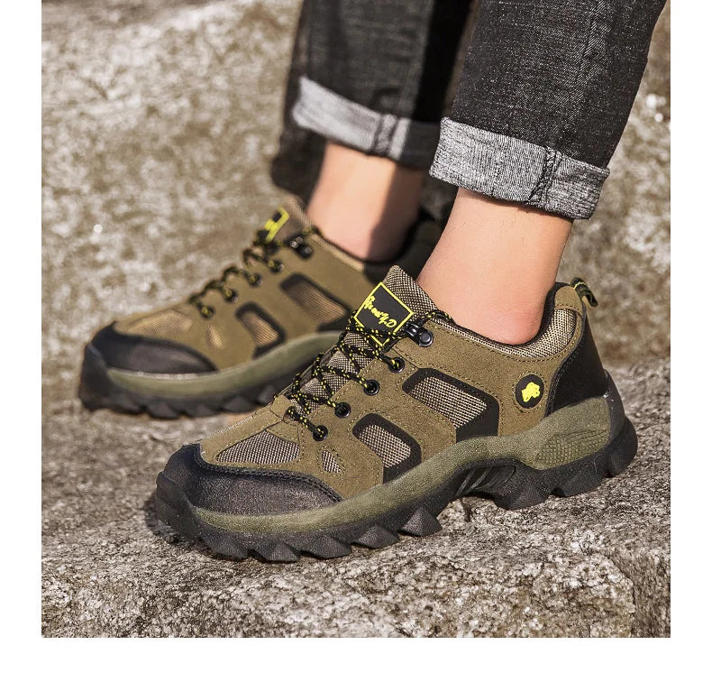 Spring Casual Shoes Men Breathable Comfortable Lace Up Walking Shoes Autumn Classic Outdoor Sneakers Thick-Soled Hiking Shoes