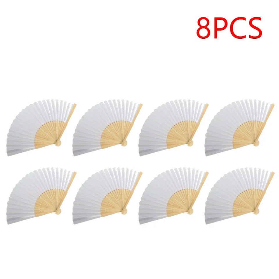 1-50PCS Paper Bamboo Folding Hand Fan Wedding Personalized Fans Party Decor Art Craft DIY Folding Fan for Wedding Party Decor