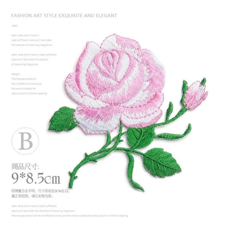 Colored Roses Iron-on Transfers For Clothing Applique On Jeans Big Embroidery Patch  Repair Hole Embroidery Patch Coudre DIY Swe