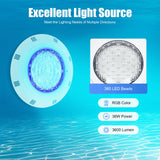 45W & 36W RGB LED Pool Light IP68 Waterproof 460/360 LEDs 2500/3600lm Remote Control for Swimming Pool Fountain Pond