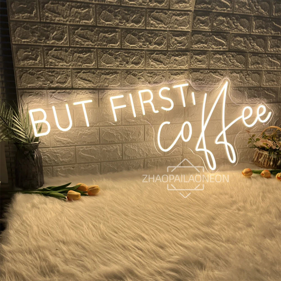 But First Coffee Neon Led Sign Lights Restaurant Cafe Neon Sign Coffee Shop Room Decor Wall Neon Light Sign For Pantry Bar