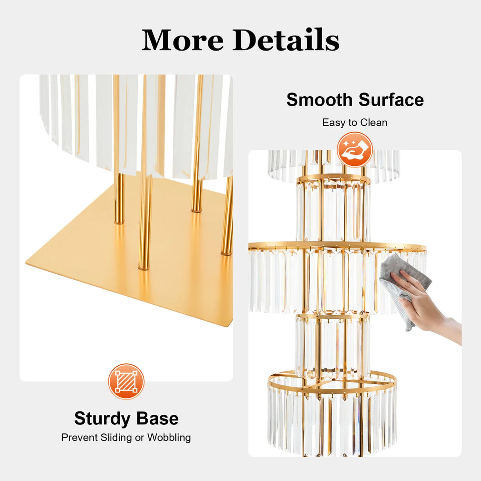 5 Tiers Gold/Silver Wedding Centerpieces Flower Stand Vase Centerpiece Acrylic Flower Stand with Hanging Acrylic