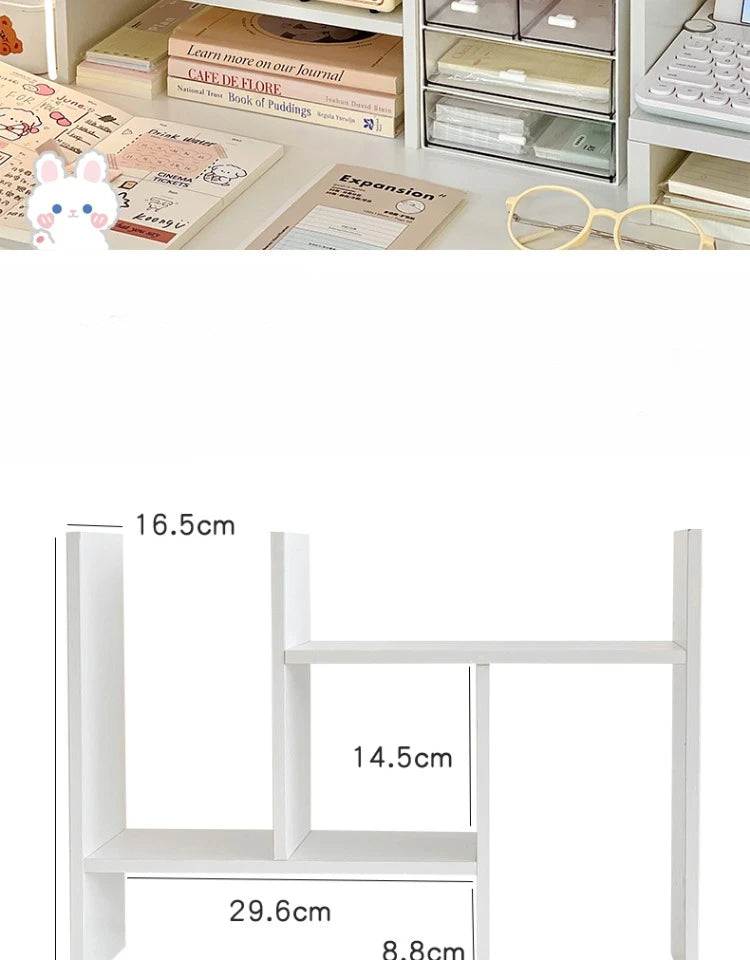 Ins Kawaii Desktop Storage Rack Bookshelf DIY Desk Holder Office Desk Organizer Student Combination Cabinet Storage Display Rack